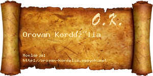 Orovan Kordélia névjegykártya